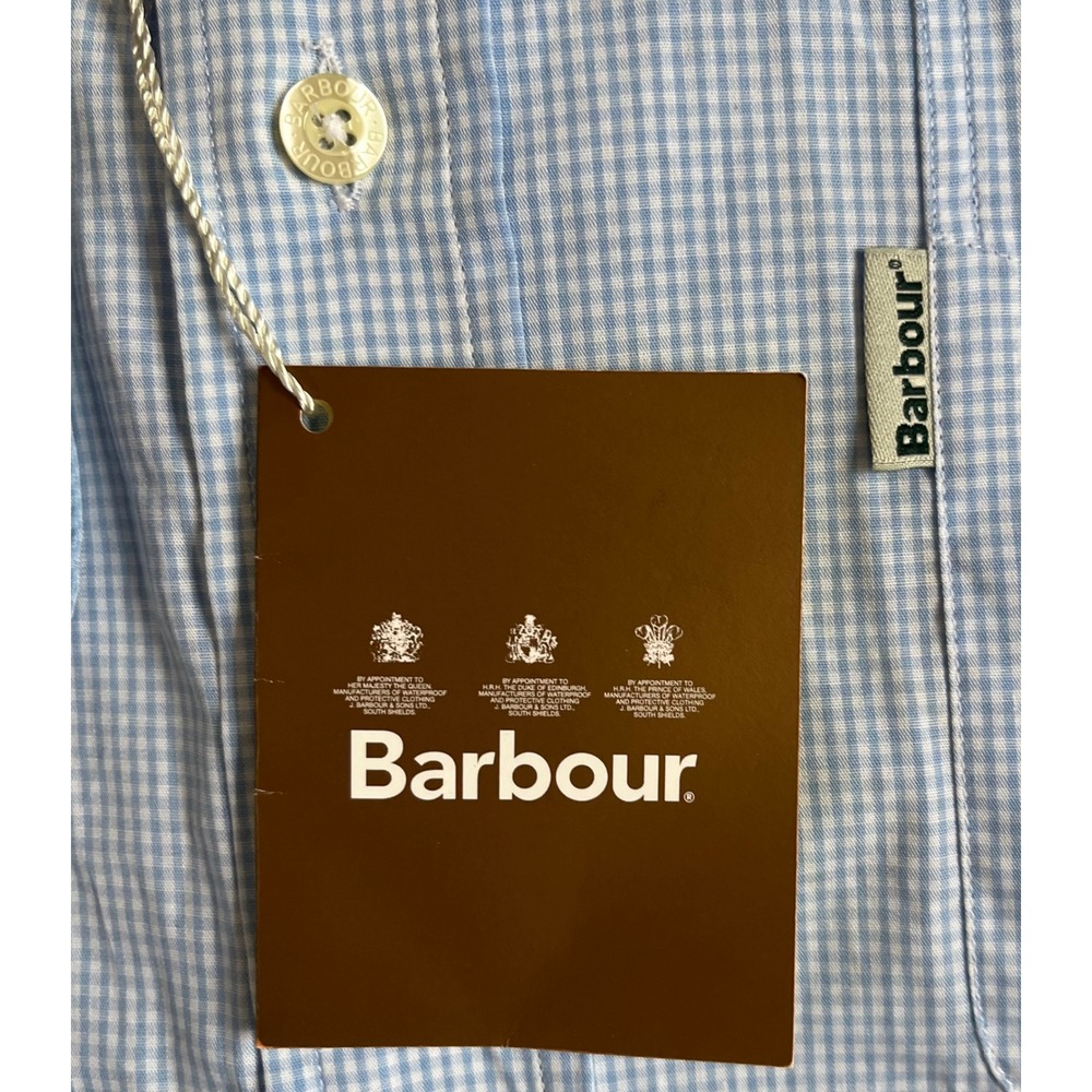 Barbour NWT Men's Blue Gingham Long Sleeve Button Down Shirt Weekend 174 Sz 2XL - Picture 5 of 9